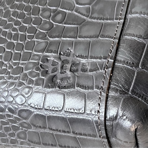 Patricia Nash Leather Croc Embossed Crossbody Bag Purse-Gray-Zipper-EUC-Classic - Picture 10 of 16